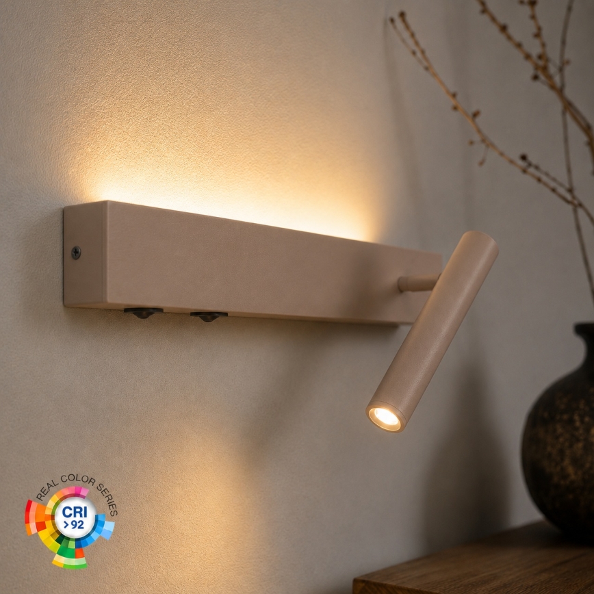 BRILAGI - ARLIX LED seinale suunatav punktvalgusti LED/3W/230V + LED/7W beež CRI 90