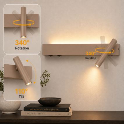BRILAGI - ARLIX LED seinale suunatav punktvalgusti LED/3W/230V + LED/7W beež CRI 90