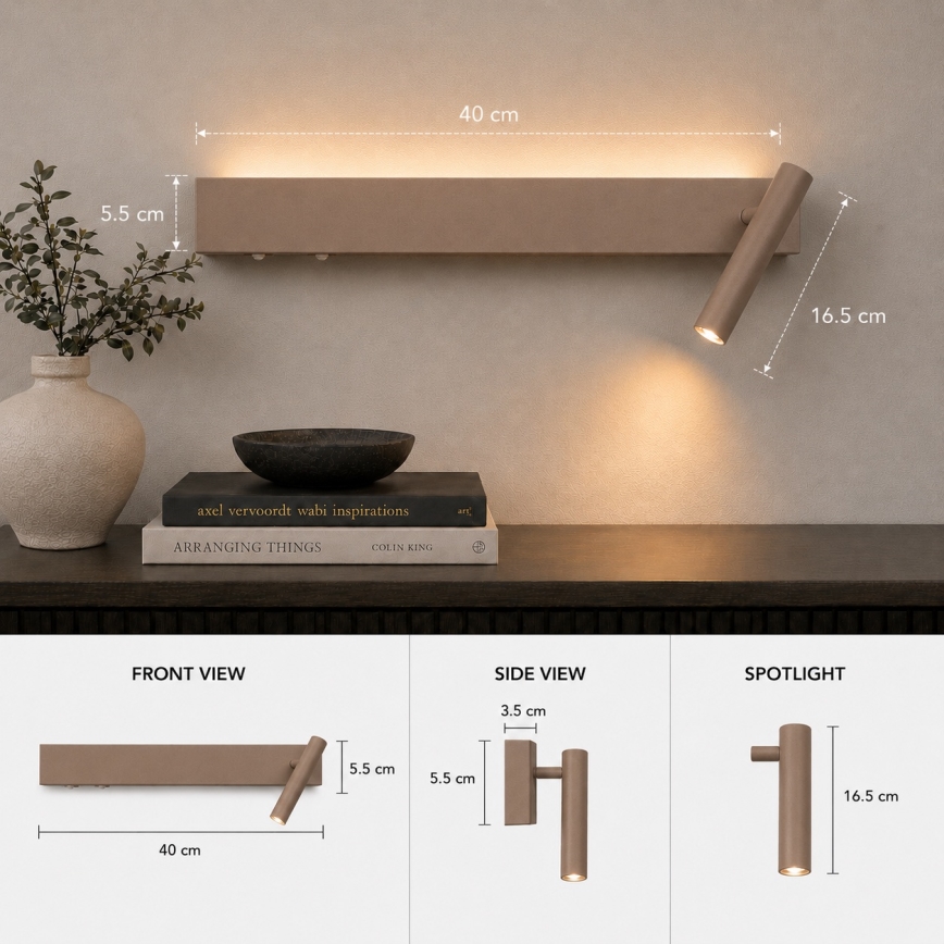 BRILAGI - ARLIX LED seinale suunatav punktvalgusti LED/3W/230V + LED/7W beež CRI 90