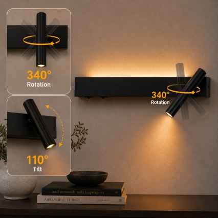 BRILAGI - ARLIX LED seinapunktvalgusti LED/3W/230V + LED/7W, must, CRI 90