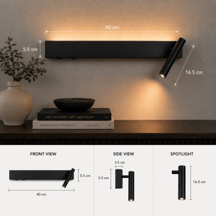 BRILAGI - ARLIX LED seinapunktvalgusti LED/3W/230V + LED/7W, must, CRI 90