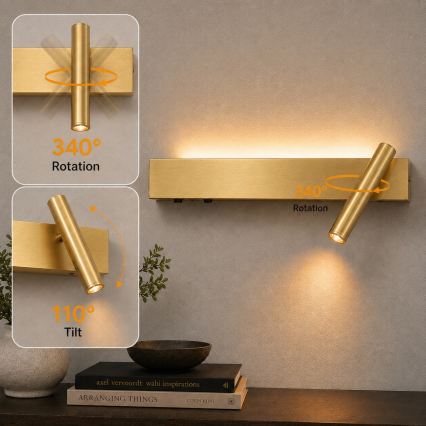 BRILAGI - ARLIX LED seinavalgusti (spot) LED/3W/230V + LED/7W, kuldne, CRI 90