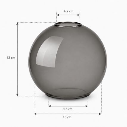 Brilagi - asendusklaas DIOR-lühtrile E27, Ø 15 cm, suitsuhall