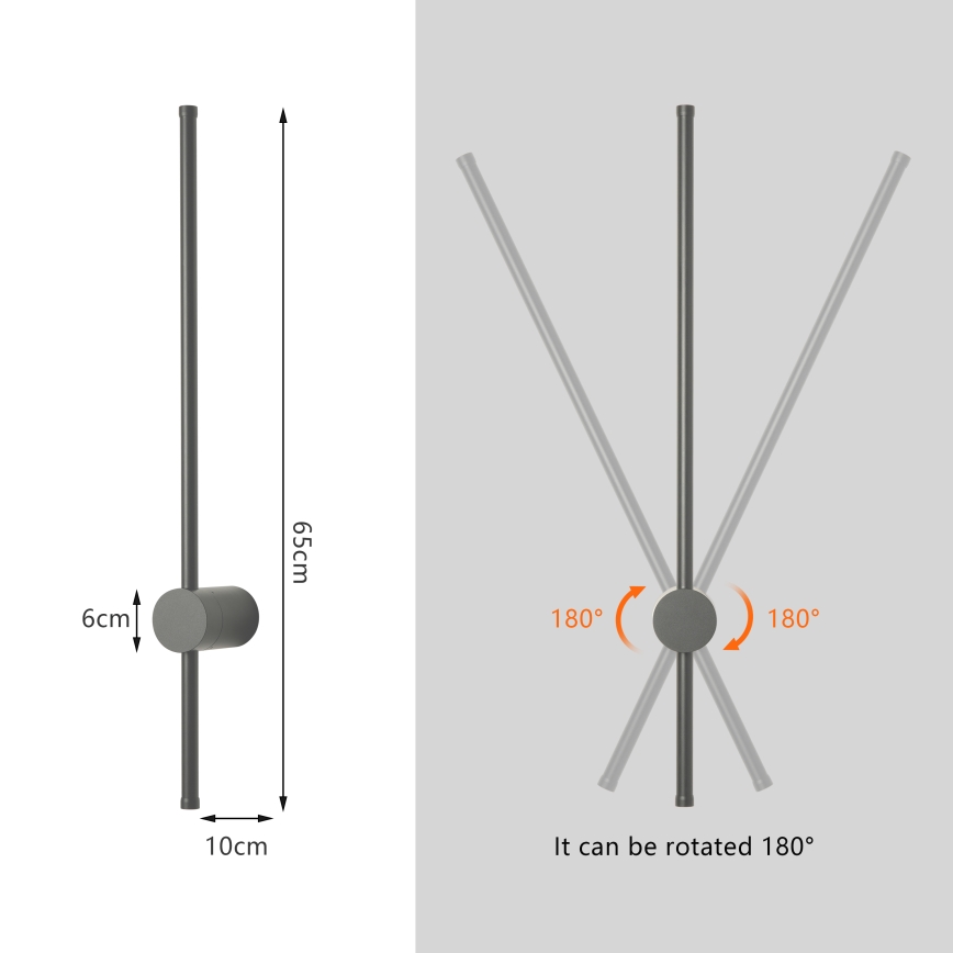 Brilagi - AURA LED välisseinale paigaldatav seinavalgusti LED/12W/230V 4000K IP54 65 cm antratsiit