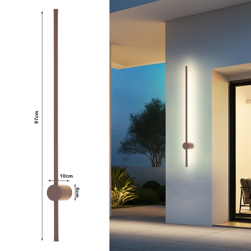 Brilagi - LED välisseinavalgusti AURA LED/20W/230V 3000K IP54 97 cm pruun CRI 90