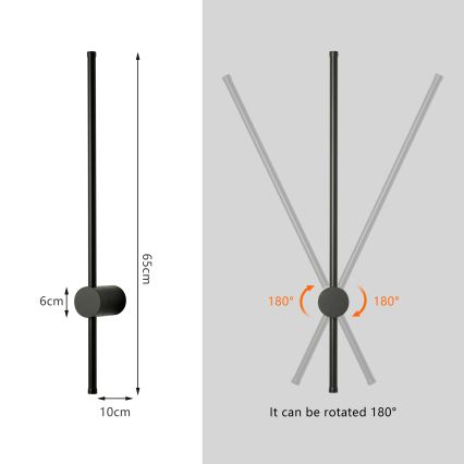Brilagi - AURA LED välisseinavalgusti LED/12W/230V 4000K IP54 65 cm must CRI 90