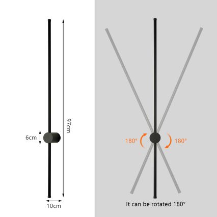 Brilagi - LED välisseinale paigaldatav seinavalgusti AURA LED/20W/230V 3000K IP54 97 cm must
