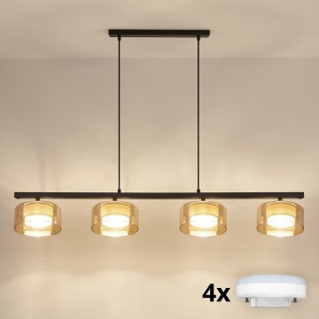 Brilagi - AURA LUX kaabliga rippvalgusti 4xGX53/30W/230V must/kuldne