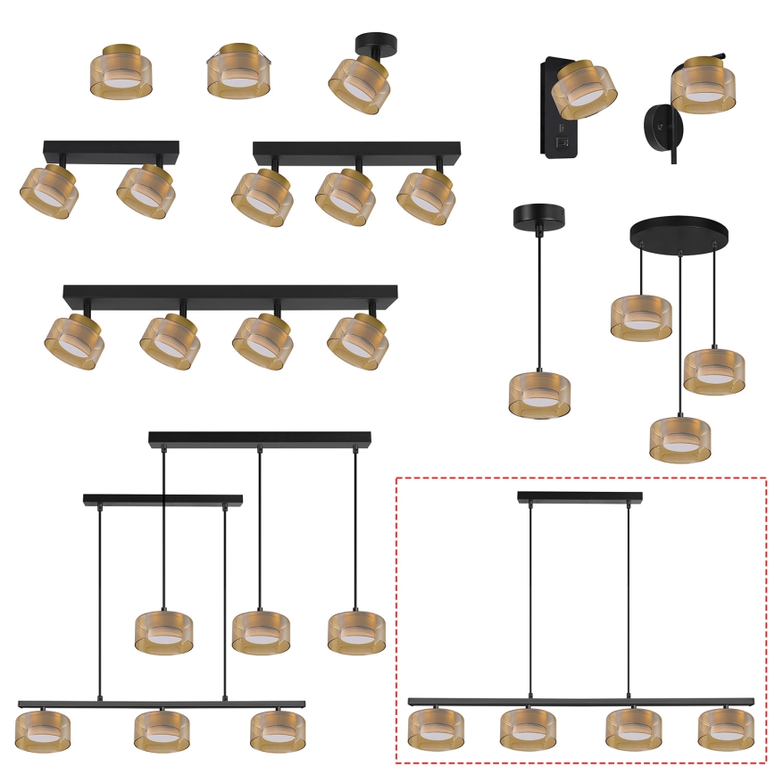 Brilagi - AURA LUX kaabliga rippvalgusti 4xGX53/30W/230V must/kuldne