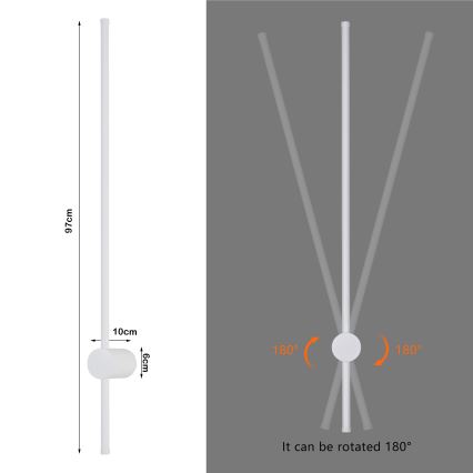 Brilagi - LED välisseinavalgusti AURA LED/20W/230V 3000K IP54 97 cm valge CRI 90