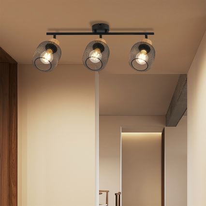 Brilagi - BASKLITE suunavalgusti 3xE27/15W/230V kummipuit/must