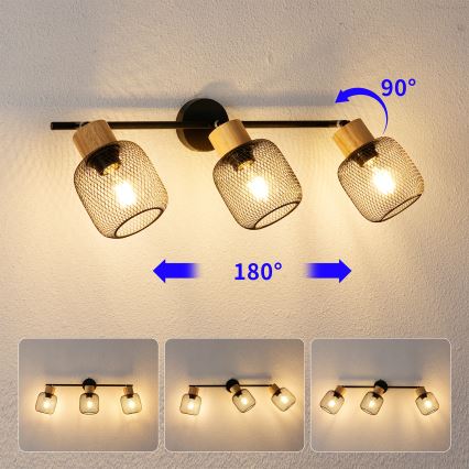 Brilagi - BASKLITE suunavalgusti 3xE27/15W/230V kummipuit/must