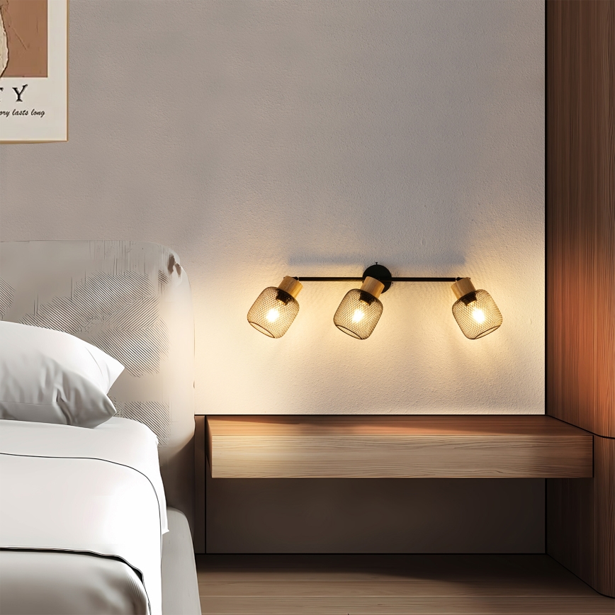 Brilagi - BASKLITE suunavalgusti 3xE27/15W/230V kummipuit/must