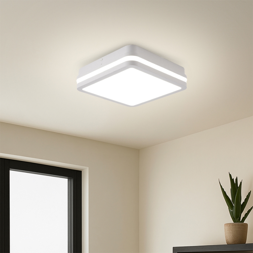 Brilagi - BENE LED-välisvalgusti anduriga, 24 W, 230 V, 26 x 26 cm, valge, IP54