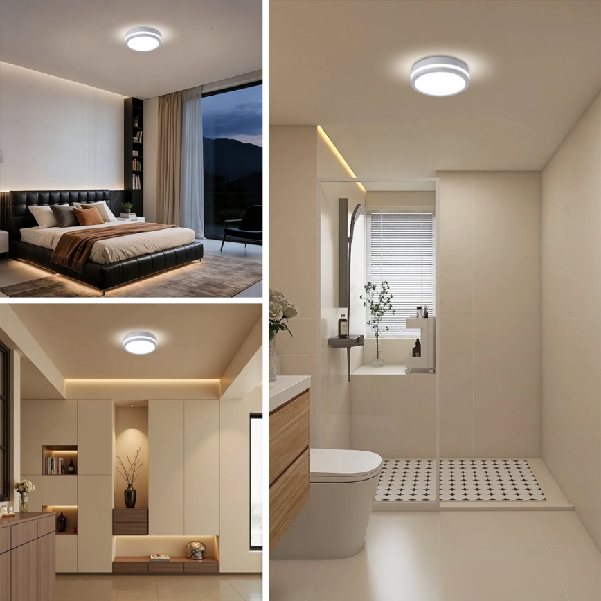 Brilagi - BENE LED-välislaelamp liikumisanduriga, 18W/230V, läbimõõt 21,5 cm, valge, IP54