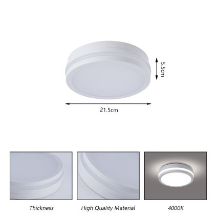 Brilagi - BENE LED-välislaelamp liikumisanduriga, 18W/230V, läbimõõt 21,5 cm, valge, IP54
