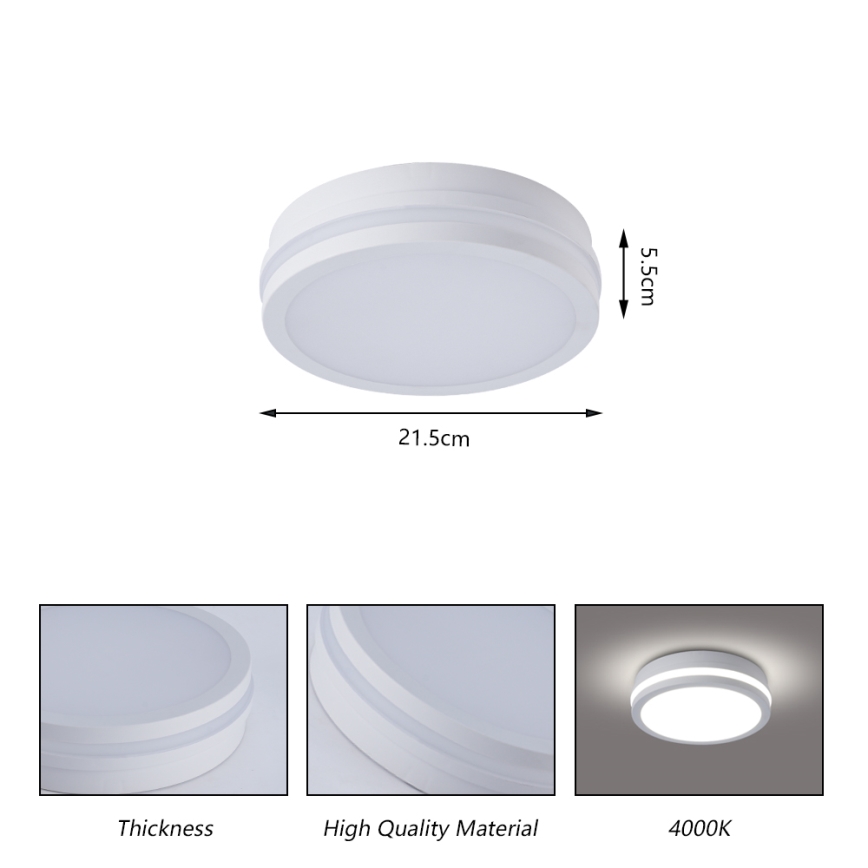 Brilagi - BENE LED-välislaelamp liikumisanduriga, 18W/230V, läbimõõt 21,5 cm, valge, IP54