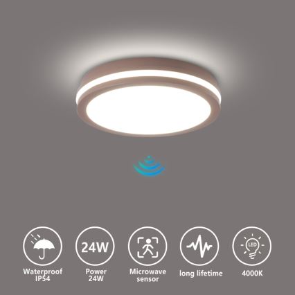 Brilagi - LED välisvalgusti BENE liikumisanduriga LED/24W/230V läbimõõduga 26 cm pruun IP54