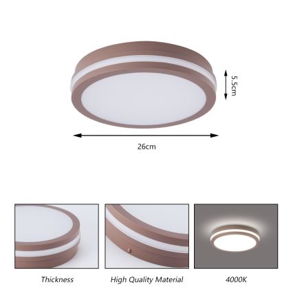 Brilagi - LED välisvalgusti BENE liikumisanduriga LED/24W/230V läbimõõduga 26 cm pruun IP54