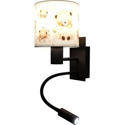 BRILAGI - LED laste painduv seinavalgusti BOBO 1xE27/25W/230V + LED/3W must/valge/karumustriga