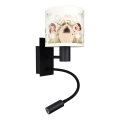 BRILAGI - BOBO LED-laste painduv seinalamp 1xE27/25W/230V + LED/3W must/valge/roosa/haldjad