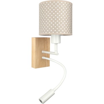 BRILAGI - BOBO WOOD LED painduv laste seinavalgusti 1xE27/25W/230V + LED/3W tamm/valge/beež/täpid