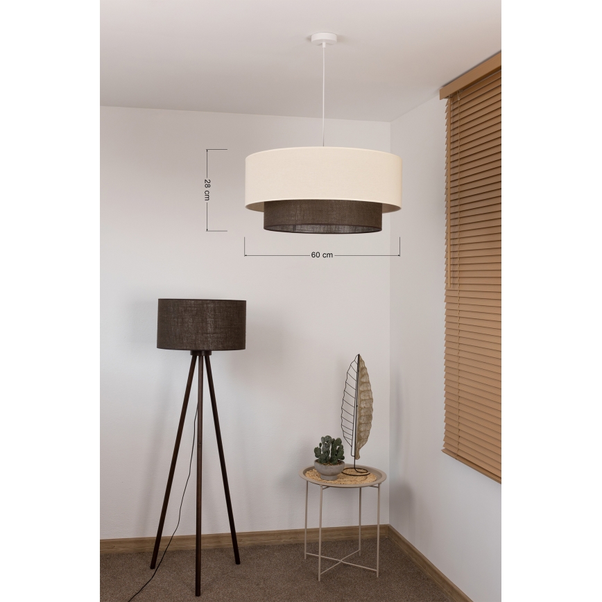 Brilagi - BOHO-stiilis LED-lühter traadil 3xE27/15W/230V Ø 60 cm kreemjas/pruun