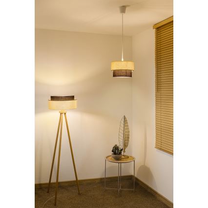 Brilagi - BOHO STYLE LED-rippvalgusti kaablil 1xE27/15W/230V Ø 25 cm kreemjas/pruun