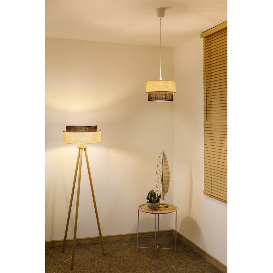 Brilagi - BOHO STYLE LED-rippvalgusti kaablil 1xE27/15W/230V Ø 25 cm kreemjas/pruun