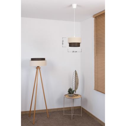 Brilagi - BOHO STYLE LED-rippvalgusti kaablil 1xE27/15W/230V Ø 25 cm kreemjas/pruun