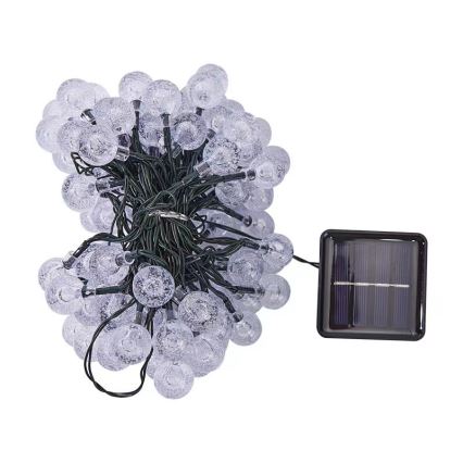 BRILAGI - LED-päikesetoitega dekoratiivne valguskett BUBBLE 200×LED/8 režiimi 20 m IP65 soe valge 800 mAh