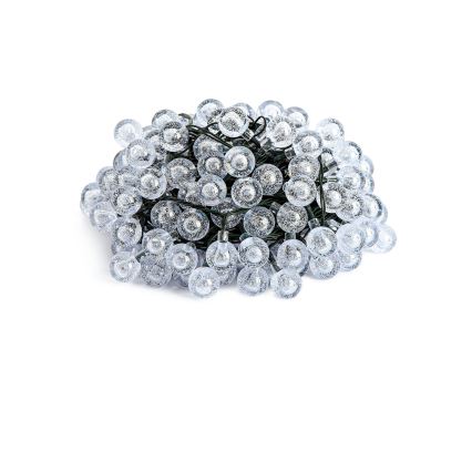 BRILAGI - LED-päikesetoitega dekoratiivne valguskett BUBBLE 200×LED/8 režiimi 20 m IP65 soe valge 800 mAh
