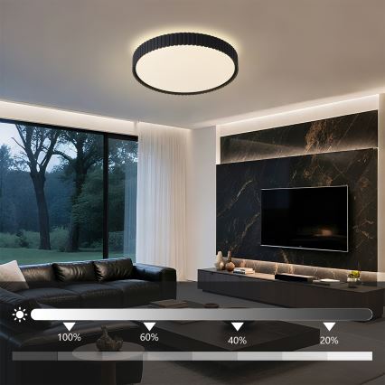 Brilagi - hämardatav LED-laelamp CORVO LED/54W/230V 3000-6000K must, läbimõõt 40 cm + kaugjuhtimispult