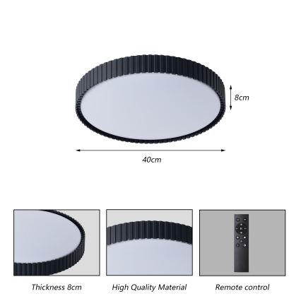 Brilagi - hämardatav LED-laelamp CORVO LED/54W/230V 3000-6000K must, läbimõõt 40 cm + kaugjuhtimispult