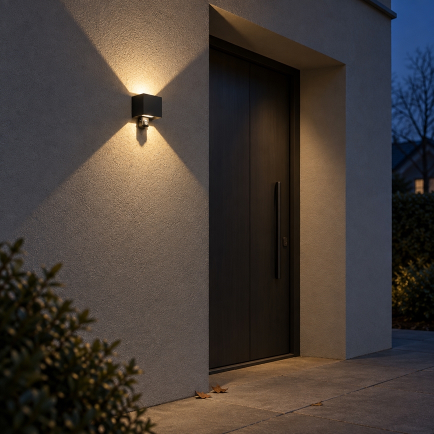 BRILAGI - CUBE LED välisseinavalgusti 6W/230V liikumisanduriga, must, IP65