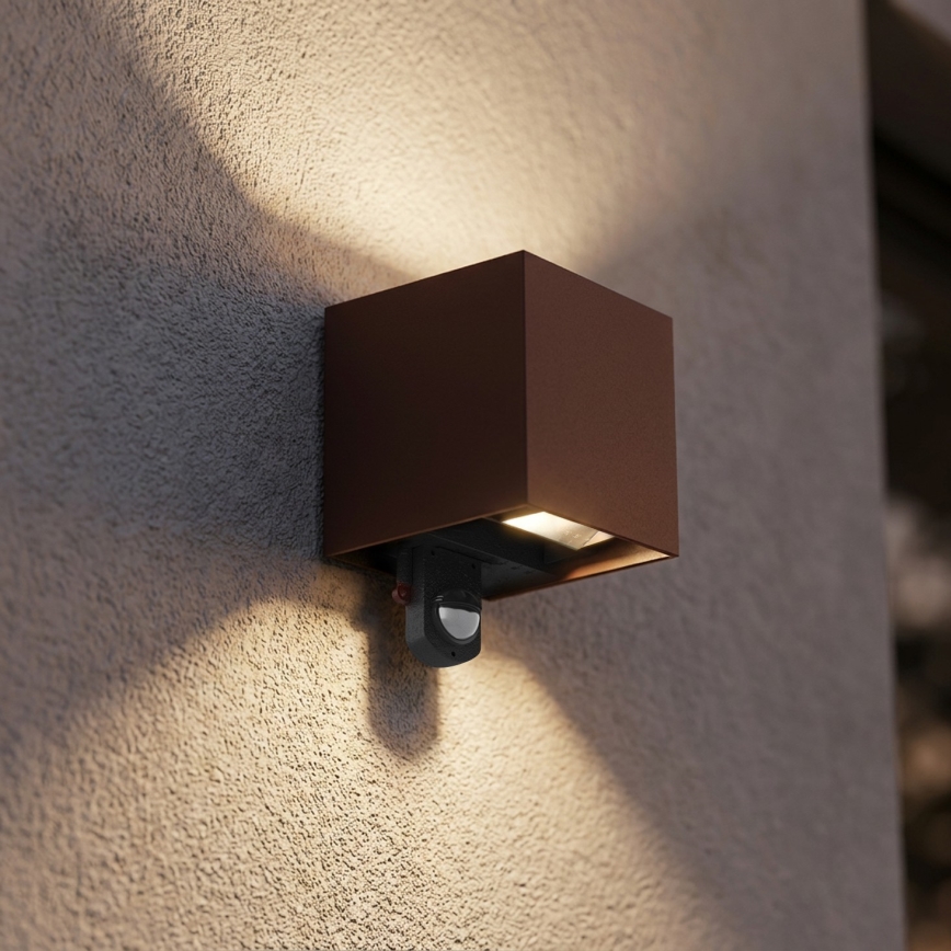 Brilagi - CUBE LED välisseinavalgusti liikumisanduriga LED/6W/230V pruun IP65