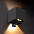 Brilagi - CUBE LED välistingimuste seinavalgusti anduriga, 6W/230V, must, IP65