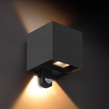 Brilagi - CUBE LED välistingimuste seinavalgusti anduriga, 6W/230V, must, IP65