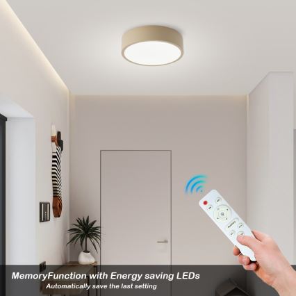 Brilagi - hämardatav LED-laelamp POOL LED/18W/230V 3000-6000K 20 cm beež + kaugjuhtimispult