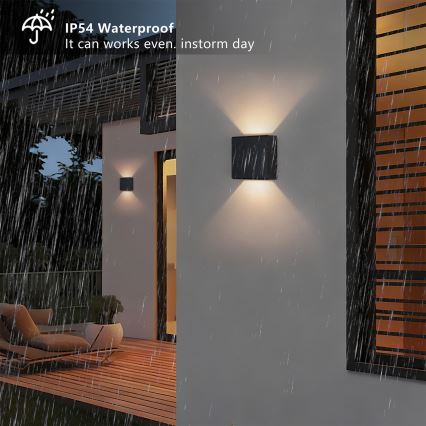 Brilagi - DOUBLERAY LED/6W/230V välisseinale mõeldud seinavalgusti, must, IP54