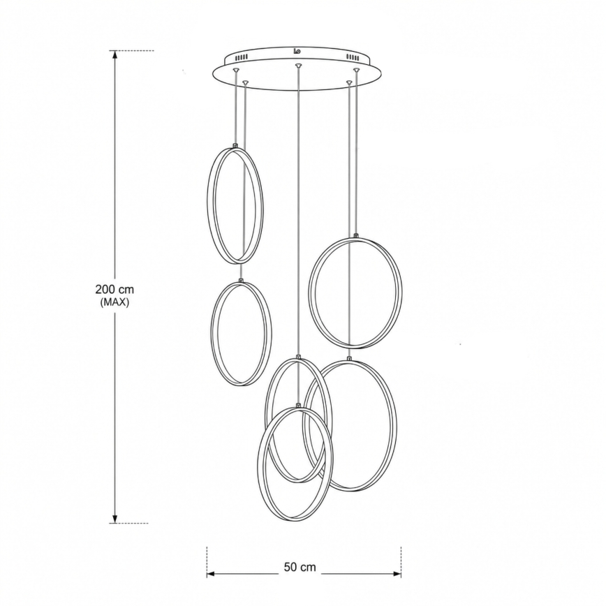 BRILAGI - ECHO riputatav LED-lühter kaabliga, 80 W, 230 V, 4000 K, Ø 50 cm, must