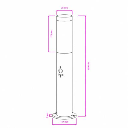 BRILAGI - ELIA välisvalgusti liikumisanduriga 1xE27/20W/230V IP44 50 cm mattkroom