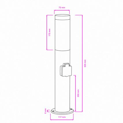 BRILAGI - Välisvalgusti pistikupesaga ELIA 1xE27/20W/230V IP44 50 cm mati kroom