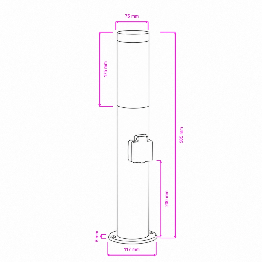 BRILAGI - Välisvalgusti pistikupesaga ELIA 1xE27/20W/230V IP44 50 cm mati kroom
