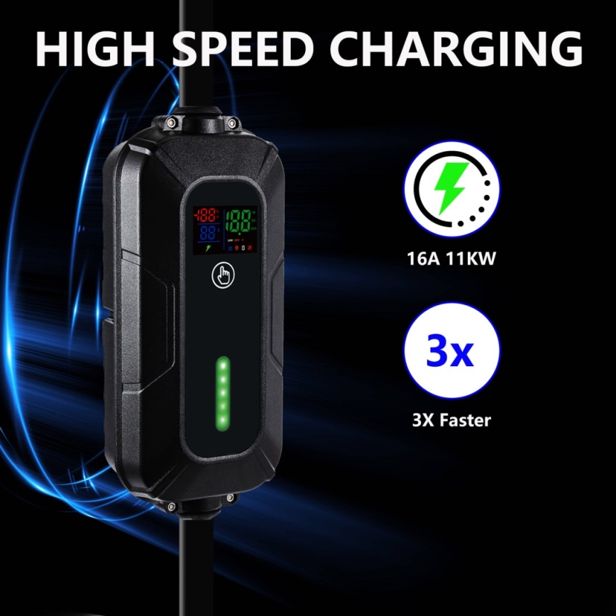 Brilagi - EV reisi laadimisjaam elektriautodele FAST AC Tüüp 2 16A/380V 11kW + pistik 230V, 3,7kW 5m + ümbris