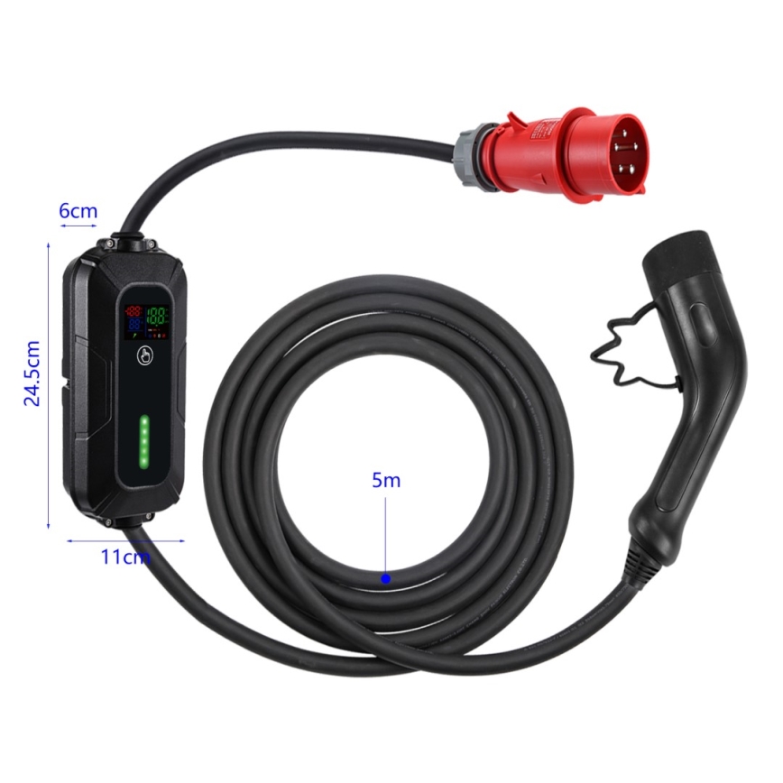 Brilagi - EV reisi laadimisjaam elektriautodele FAST AC Tüüp 2 16A/380V 11kW + pistik 230V, 3,7kW 5m + ümbris