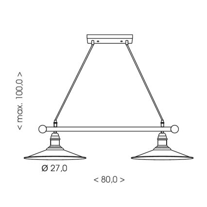 Brilagi - FORGE rippvalgusti juhtmega 2xE27/60W/230V must