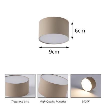 Brilagi - LED-vannitoa laelamp FORIS LED/9W/230V läbimõõt 9 cm beež IP44 CRI 90