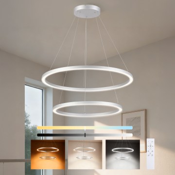 Brilagi - Hämardatav hõbedane rippvalgusti kaabliga PORTOFINO LED/98W/230V 3000-6000K läbimõõt 80 cm + kaugjuhtimispult