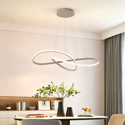 Brilagi - Hämardatav ripplühter kaablil INFINITY LED/80W/230V 3000-6000K 80x80 cm beež + kaugjuhtimispult